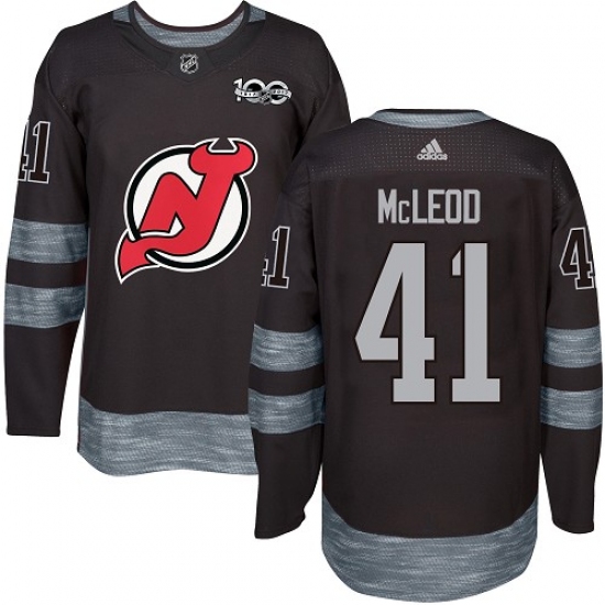 Men's Adidas New Jersey Devils 41 Michael McLeod Authentic Black 1917-2017 100th Anniversary NHL Jersey