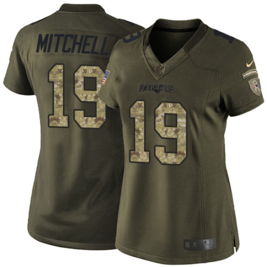 Women's Nike New England Patriots 19 Malcolm Mitchell Elite Green Salute to Service NFL Jersey