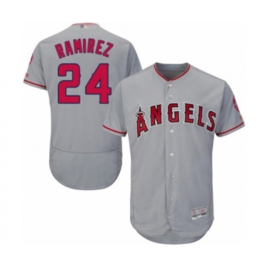 Men's Los Angeles Angels of Anaheim 24 Noe Ramirez Grey Road Flex Base Authentic Collection Baseball Player Jersey