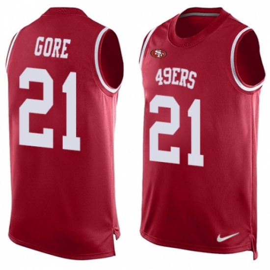Men's Nike San Francisco 49ers 21 Frank Gore Limited Red Player Name & Number Tank Top NFL Jersey