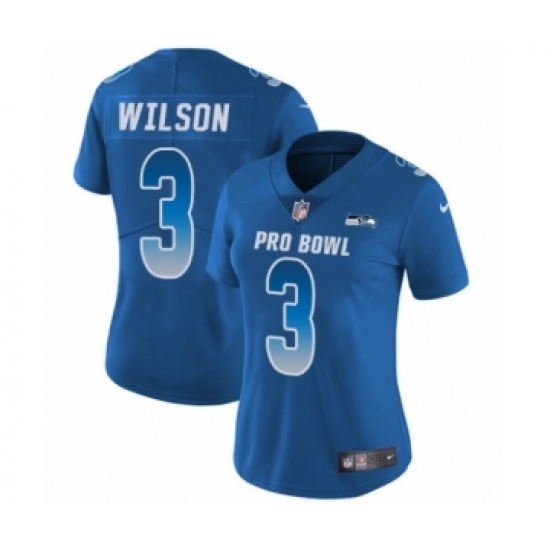 Women's Nike Seattle Seahawks 3 Russell Wilson Limited Royal Blue NFC 2019 Pro Bowl NFL Jersey