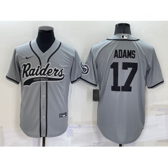 Men's Las Vegas Raiders 17 Davante Adams Grey Stitched MLB Cool Base Nike Baseball Jersey