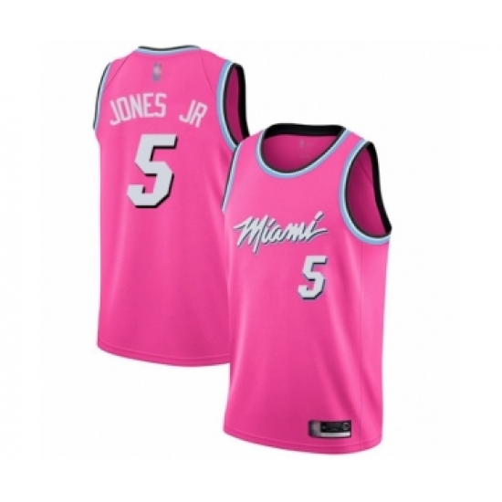 Men's Miami Heat 5 Derrick Jones Jr Pink Swingman Jersey - Earned Edition