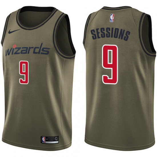 Men's Nike Washington Wizards 9 Ramon Sessions Swingman Green Salute to Service NBA Jersey