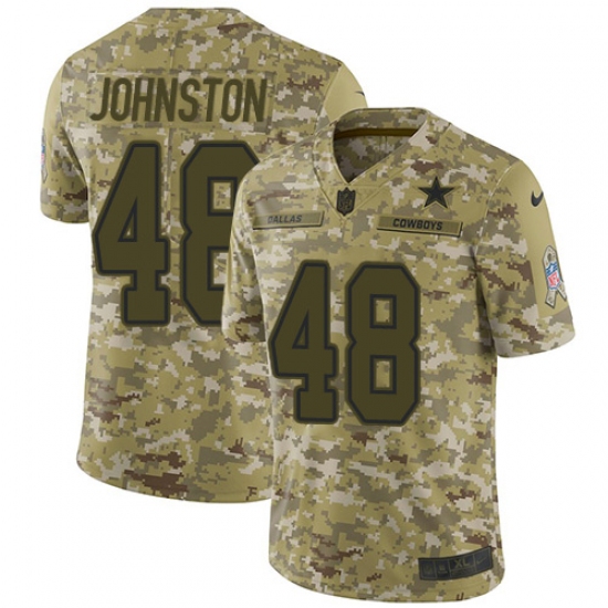 Youth Nike Dallas Cowboys 48 Daryl Johnston Limited Camo 2018 Salute to Service NFL Jersey