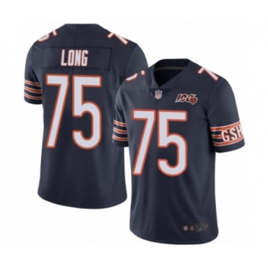 Men's Chicago Bears 75 Kyle Long Navy Blue Team Color 100th Season Limited Football Jersey