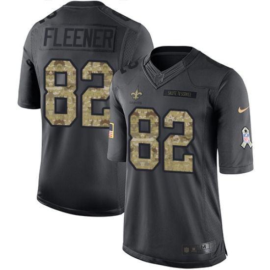 Youth Nike New Orleans Saints 82 Coby Fleener Limited Black 2016 Salute to Service NFL Jersey