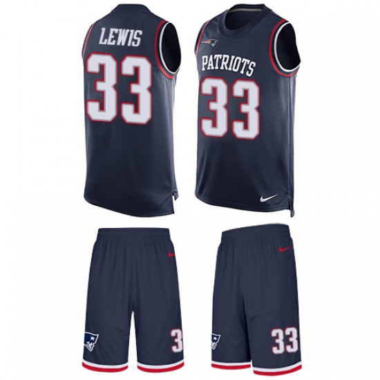 Men's Nike New England Patriots 33 Dion Lewis Limited Navy Blue Tank Top Suit NFL Jersey