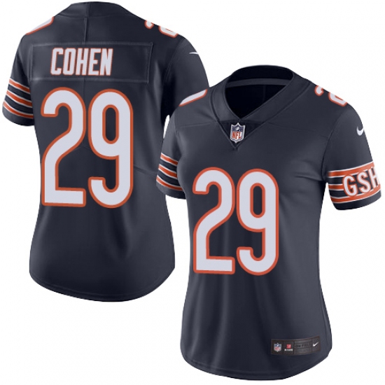Women's Nike Chicago Bears 29 Tarik Cohen Navy Blue Team Color Vapor Untouchable Limited Player NFL Jersey
