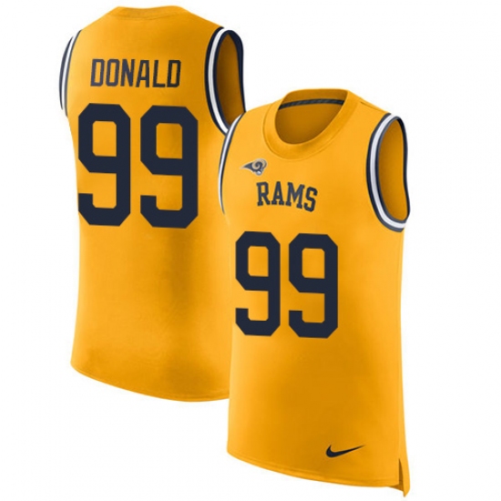 Men's Nike Los Angeles Rams 99 Aaron Donald Limited Gold Rush Player Name & Number Tank Top NFL Jersey