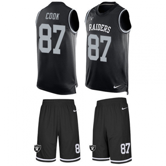 Men's Nike Oakland Raiders 87 Jared Cook Limited Black Tank Top Suit NFL Jersey