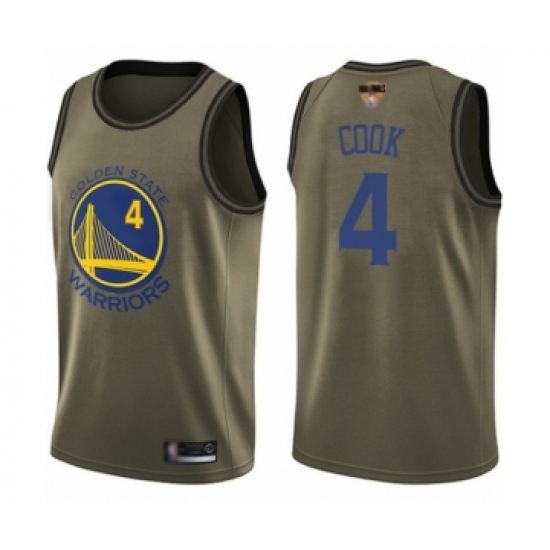 Youth Golden State Warriors 4 Quinn Cook Swingman Green Salute to Service Basketball 2019 Basketball Finals Bound Jersey - Click Image to Close