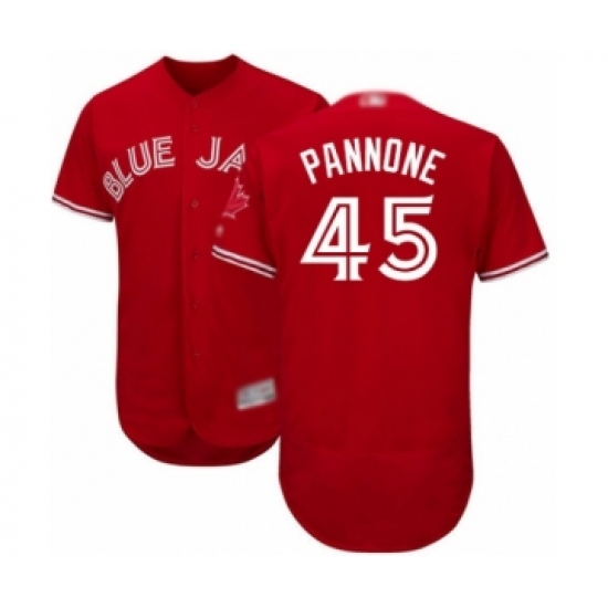 Men's Toronto Blue Jays 45 Thomas Pannone Scarlet Alternate Flex Base Authentic Collection Alternate Baseball Player Jersey