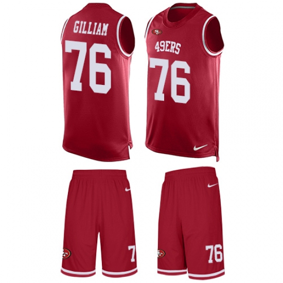 Men's Nike San Francisco 49ers 76 Garry Gilliam Limited Red Tank Top Suit NFL Jersey