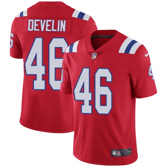 Men's Nike New England Patriots 46 James Develin Red Alternate Vapor Untouchable Limited Player NFL Jersey