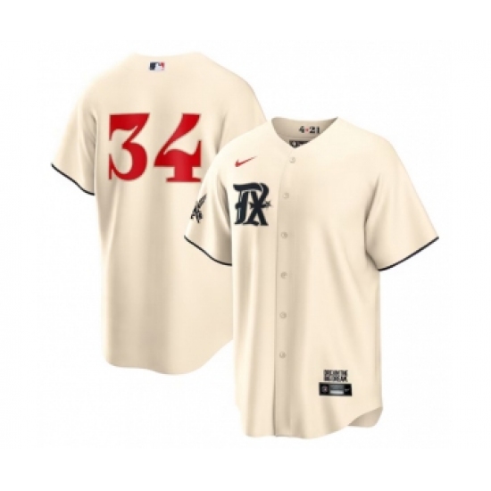 Men's Texas Rangers 34 Nolan Ryan Cream 2023 City Connect Cool Base Stitched Baseball Jersey