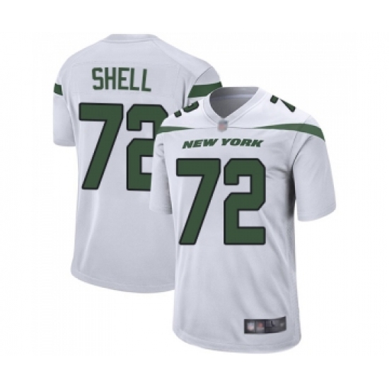 Men's New York Jets 72 Brandon Shell Game White Football Jersey