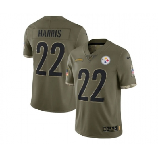 Men's Pittsburgh Steelers 22 Najee Harris 2022 Olive Salute To Service Limited Stitched Jersey