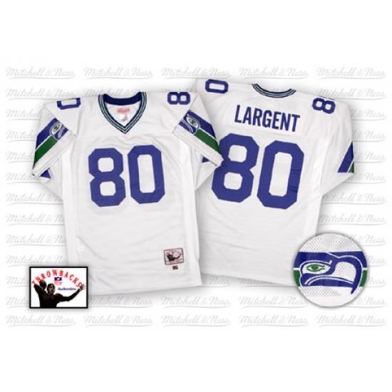 Mitchell And Ness Seattle Seahawks 80 Steve Largent White Authentic Throwback NFL Jersey