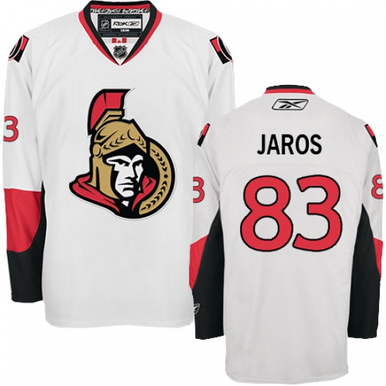Men's Reebok Ottawa Senators 83 Christian Jaros Authentic White Away NHL Jersey