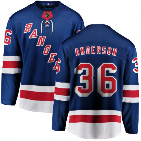 Youth New York Rangers 36 Glenn Anderson Fanatics Branded Royal Blue Home Breakaway NHL Jersey