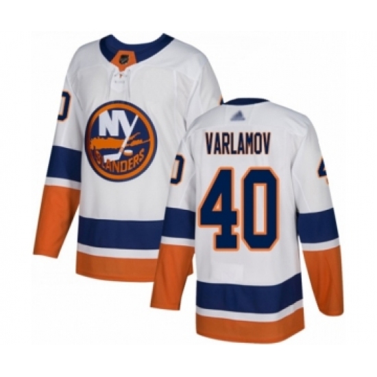 Youth New York Islanders 40 Semyon Varlamov Authentic White Away Hockey Jersey