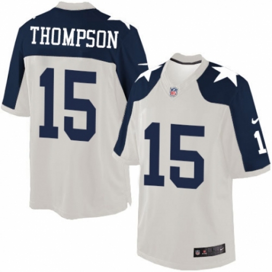 Men's Nike Dallas Cowboys 15 Deonte Thompson Limited White Throwback Alternate NFL Jersey