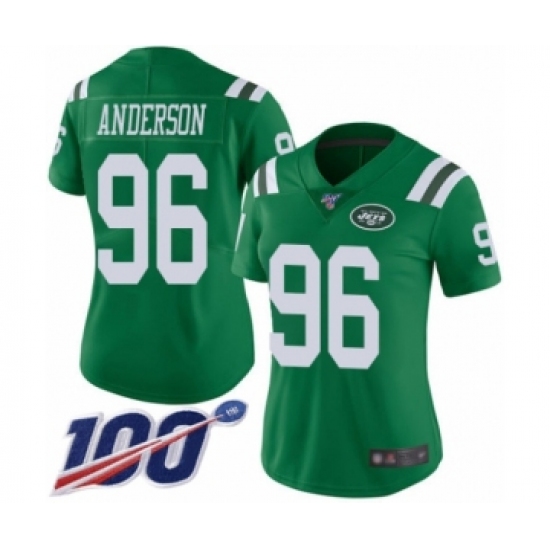 Women's New York Jets 96 Henry Anderson Limited Green Rush Vapor Untouchable 100th Season Football Jersey