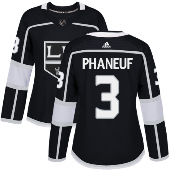 Women's Adidas Los Angeles Kings 3 Dion Phaneuf Authentic Black Home NHL Jersey