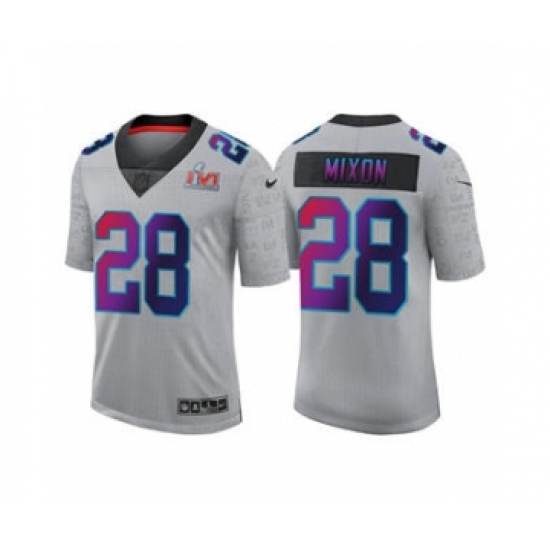 Men's Cincinnati Bengals 28 Joe Mixon 2022 Gray Super Bowl LVI Limited Stitched Jersey