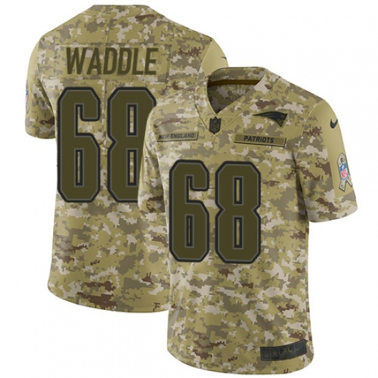 Youth Nike New England Patriots 68 LaAdrian Waddle Limited Camo 2018 Salute to Service NFL Jersey