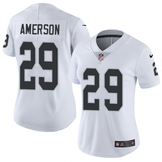 Women's Nike Oakland Raiders 29 David Amerson White Vapor Untouchable Limited Player NFL Jersey