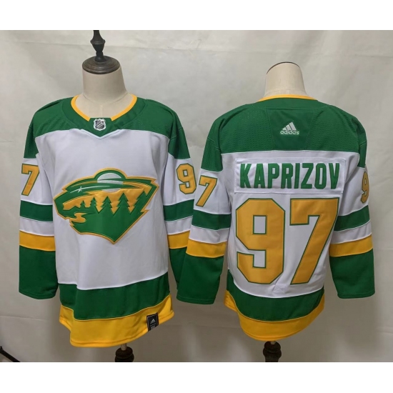 Men's Minnesota Wild 97 Kirill Kaprizov Fanatics Branded White Home Breakaway Replica Jersey