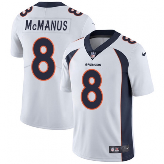Men's Nike Denver Broncos 8 Brandon McManus White Vapor Untouchable Limited Player NFL Jersey