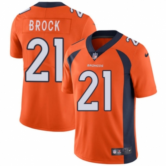 Men's Nike Denver Broncos 21 Tramaine Brock Orange Team Color Vapor Untouchable Limited Player NFL Jersey