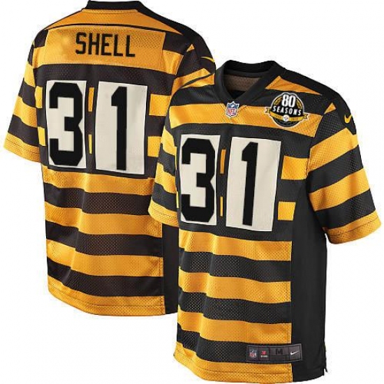 Youth Nike Pittsburgh Steelers 31 Donnie Shell Elite Yellow/Black Alternate 80TH Anniversary Throwback NFL Jersey