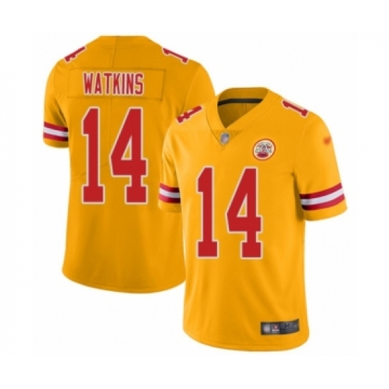 Women's Kansas City Chiefs 14 Sammy Watkins Limited Gold Inverted Legend Football Jersey