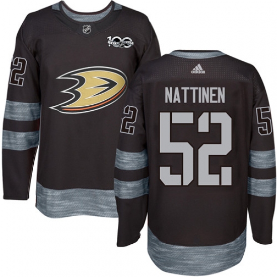 Men's Adidas Anaheim Ducks 52 Julius Nattinen Premier Black 1917-2017 100th Anniversary NHL Jersey