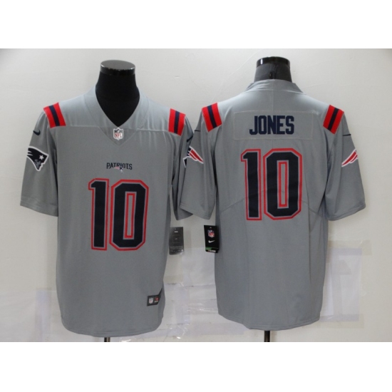 Men's New England Patriots 10 Mac Jones Gray Nike Silver Inverted Legend Jersey
