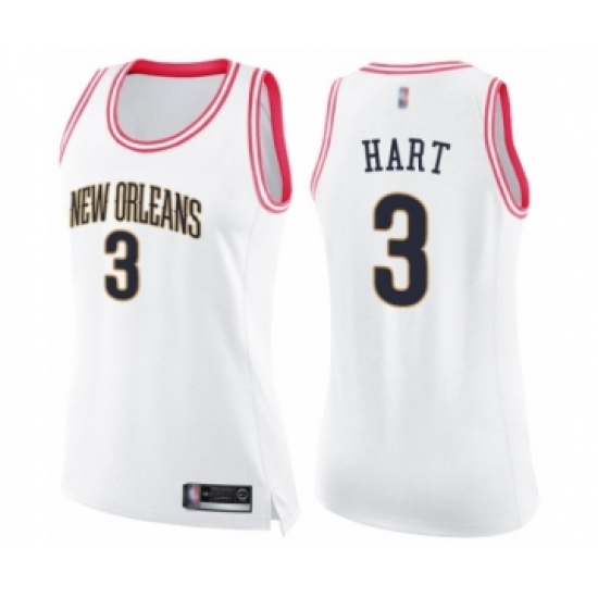 Women's New Orleans Pelicans 3 Josh Hart Swingman White Pink Fashion Basketball Jersey