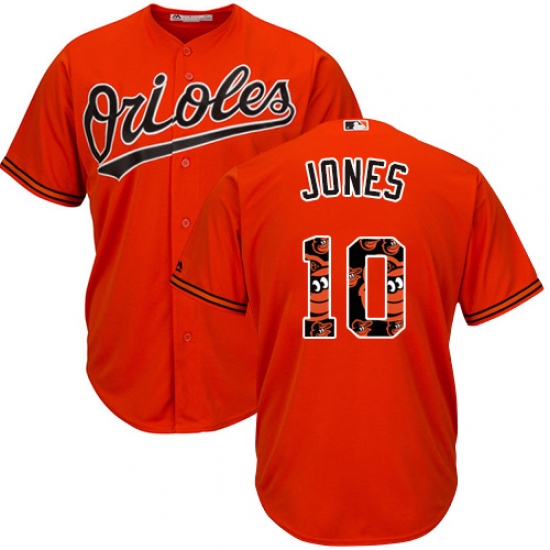 Men's Majestic Baltimore Orioles 10 Adam Jones Authentic Orange Team Logo Fashion Cool Base MLB Jersey