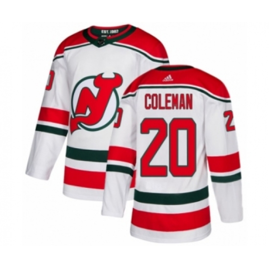 Men's Adidas New Jersey Devils 20 Blake Coleman Premier White Alternate NHL Jersey