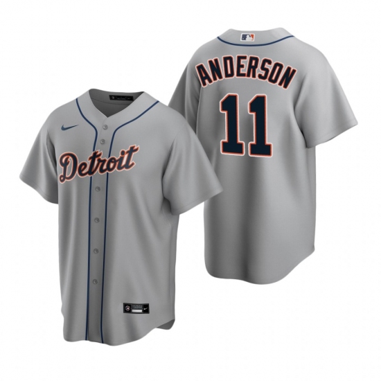 Men's Nike Detroit Tigers 11 Sparky Anderson Gray Road Stitched Baseball Jersey