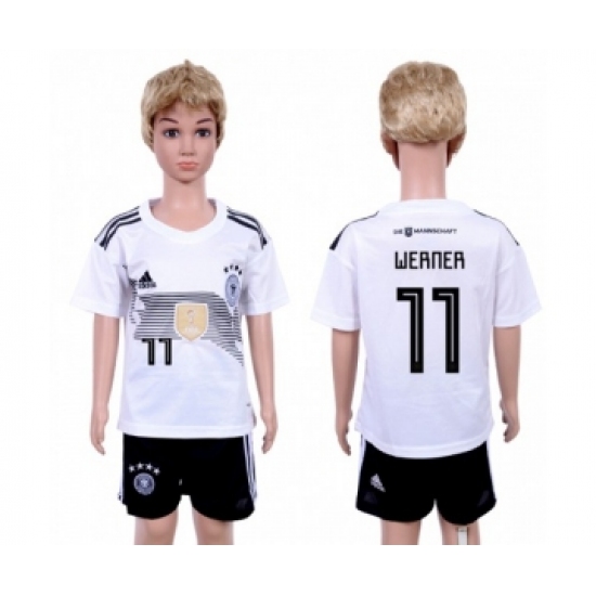 Germany 11 Werner White Home Kid Soccer Country Jersey