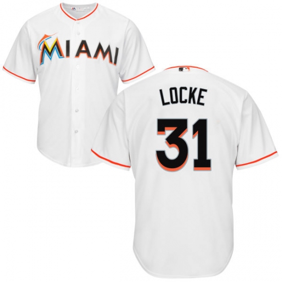 Men's Majestic Miami Marlins 31 Jeff Locke Replica White Home Cool Base MLB Jersey