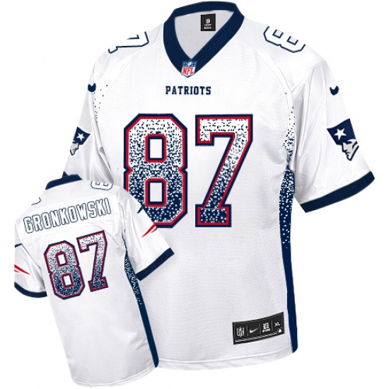 Men's Nike New England Patriots 87 Rob Gronkowski Elite White Drift Fashion NFL Jersey