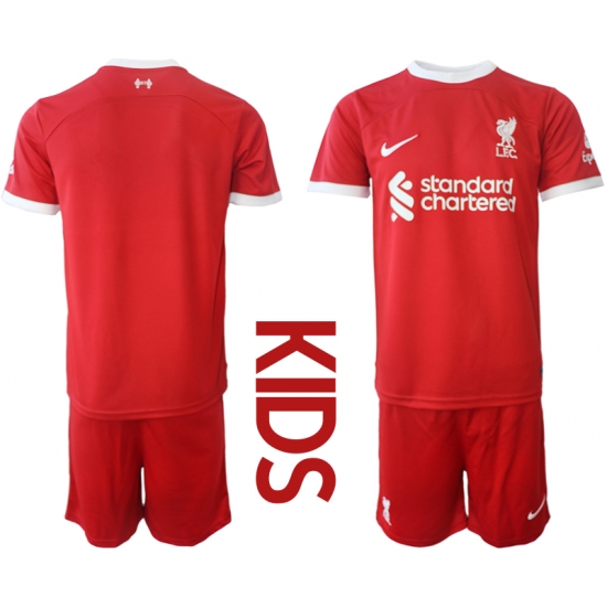 Kids Liverpool Blank 2023-24 Red Home Soccer Jersey