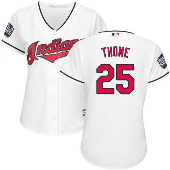 Women's Majestic Cleveland Indians 25 Jim Thome Authentic White Home 2016 World Series Bound Cool Base MLB Jersey