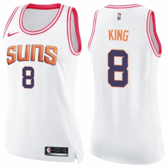 Women's Nike Phoenix Suns 8 George King Swingman White/Pink Fashion NBA Jersey