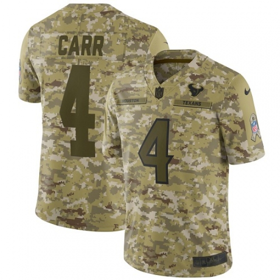 Men's Nike Oakland Raiders 4 Derek Carr Limited Camo 2018 Salute to Service NFL Jersey